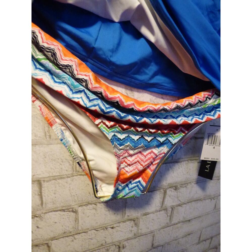 La Blanca Blue Twist Front Top & Folover Bikini Swim Set Size 4 NEW - Picture 4 of 8